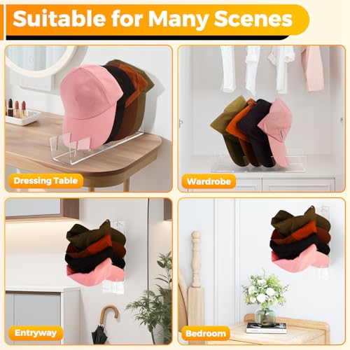 Clear Acrylic Hat Stand for Baseball Caps，Easy Setup 14 Caps，Hat