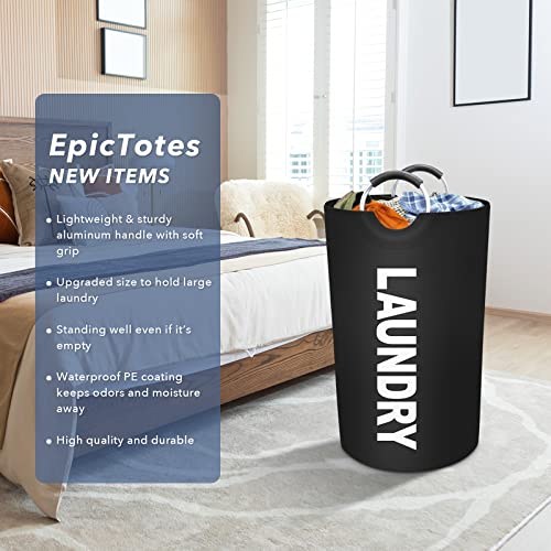 90L Waterproof Collapsible Laundry Hamper with Foam Handles - Black