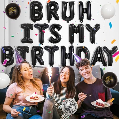 Bruh Its My Birthday Party Decorations Banner and Balloons Set for Teen Boys