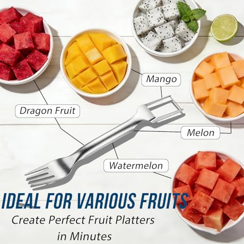 2-Pack Watermelon Cutter Slicer & Fork - Stainless Steel Fruit Tool