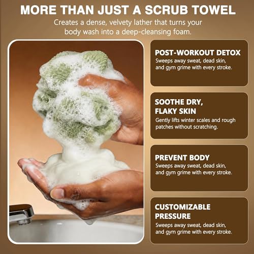 Exfoliating Washcloth 3 Pack - Lightweight Nylon Body Scrubber
