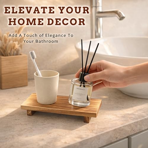 ORNAROVI Brown Wooden Bathroom Pedestal Stand - Small Farmhouse Soap Tray