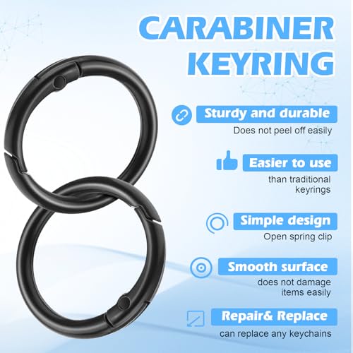 10pcs 1 Inch Trigger Spring O Rings, Round Carabiner Clips Snap Metal Spring O Rings Clip Keychain, Purse Shoulder Bag Chain Ring Clip Replacement for Keyrings Buckle, Bags,Purses