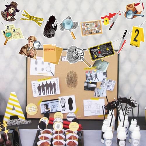 Detective Party Garland Banner - Crime Scene & Murder Mystery Decorations