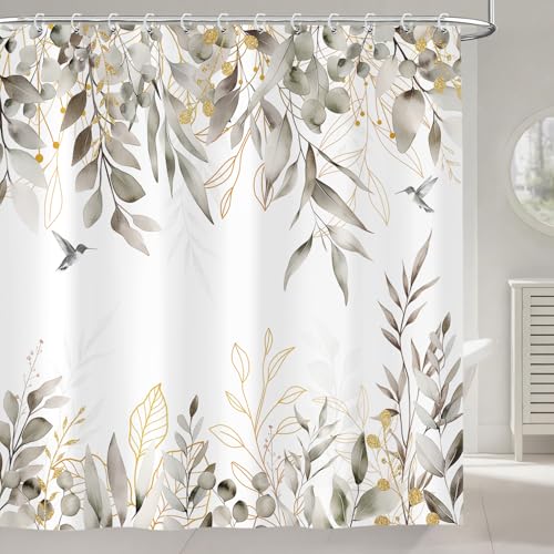 Aeivice Eucalyptus Shower Curtain, Floral Botanical Leaves Print 72x72