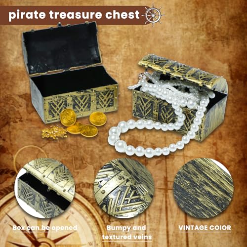 10 Pcs Mini Pirate Treasure Chests - Vintage Style Plastic Party Favors