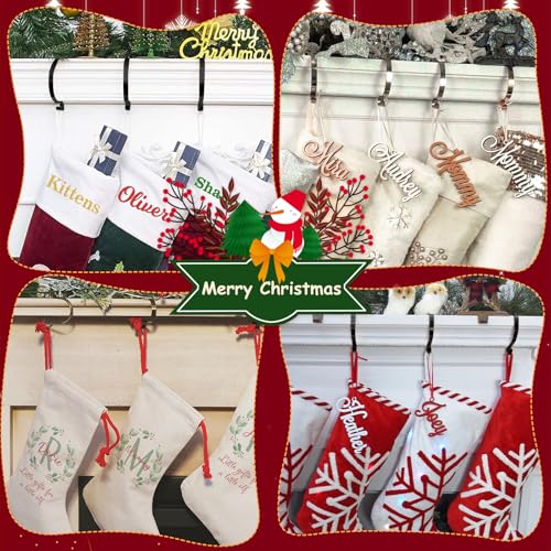 Christmas Stocking Holders for Fireplace Mantle - 6 Pack Adjustable Non-Slip Metal Hooks
