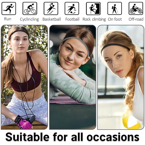 4 Pack Sports Headbands for Women Elastic Non-Slip Absorb Sweat 4 Colors