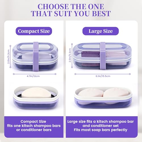 QIUYMEI Shampoo Bar Holder with Drain Tray - Grape Purple Style A (Large)