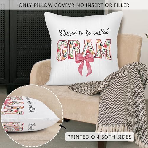 Gram Throw Pillow Cover 18x18 - Cozy Polyester Case for Grandma
