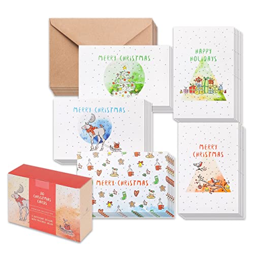 Christmas Greeting Cards Pack of 30 with Envelopes - Holiday & Seasonal Notes