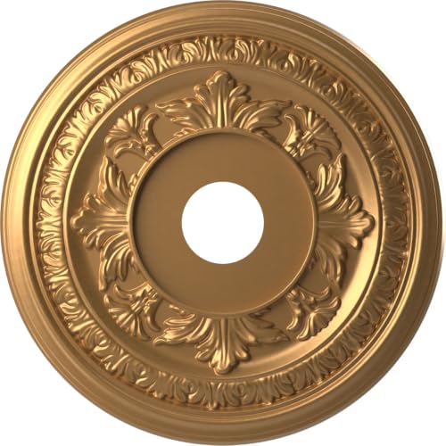 Ekena Millwork 19-in Baltimore Ceiling Medallion - Bright Coat Gold PVC