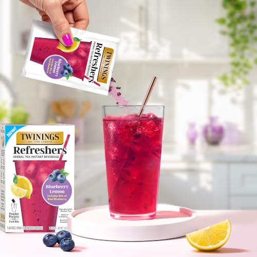 Twinings Blueberry Lemon Refreshers Herbal Drink Mix, 5 Count (Pack of 6)