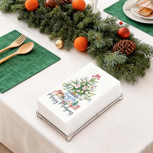 Christmas Party Paper Napkins - 100 Pcs Holiday Dinner Table Decor