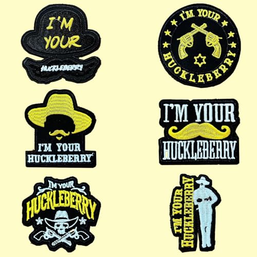 I'm Your Huckleberry Embroidered Patch Set - 5 Vintage Badges