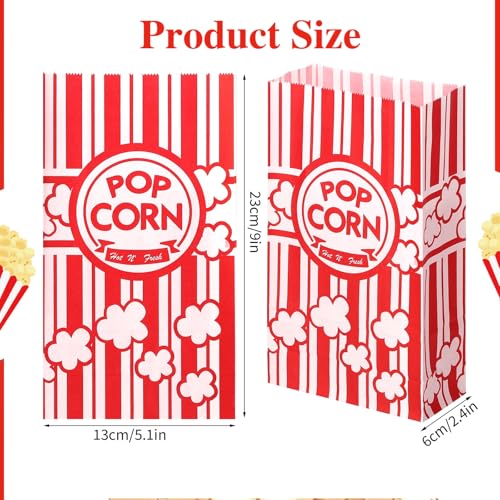 WSICSE 58 Pack 2 oz Paper Popcorn Bags for Snacks, Party & Movie Night