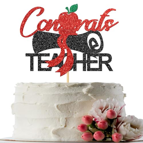 Congrats Teacher Cake Topper - Glitter Graduation Decor
