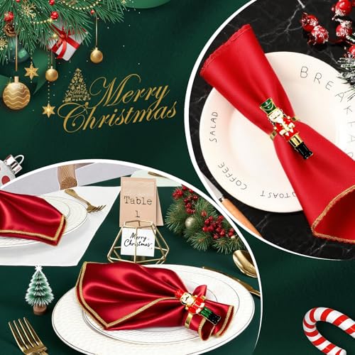 Nutcracker Soldiers Napkin Rings Set - Christmas Table Decor, 6pcs, Gold Finish