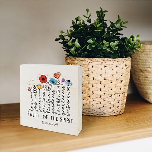 Inspirational Wooden Block Sign - Watercolor Flowers 5x5