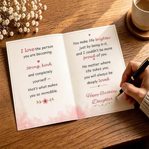 Happy Birthday Card for Daughter - Heartfelt Keepsake with Envelope