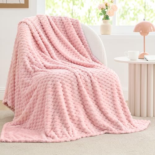 BEDELITE Pink Throw Blanket, 50x60 Soft Plush Microfiber Fleece for Couch