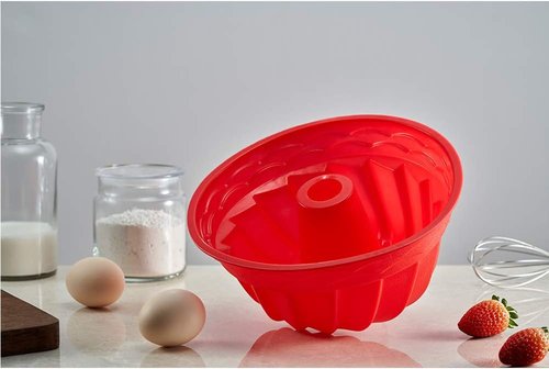 IELEK Silicone Fluted Cake Pan - Nonstick Jello Molds for Baking Cakes, Gelatin & Bread | Versatile Kitchen Tool
