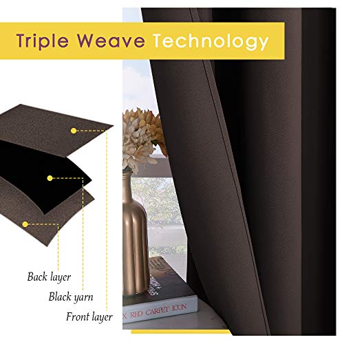 NICETOWN Thermal Insulated Blackout Curtain Panels - Toffee Brown, 42x40 inches, 2 Pack