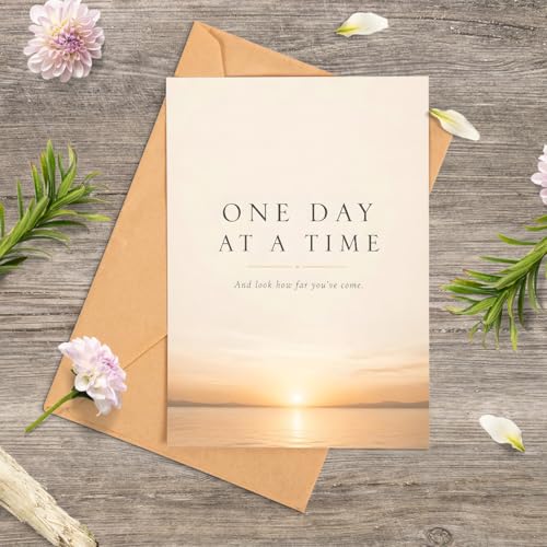 Inspirational Sobriety Card - One Day at a Time with Envelope