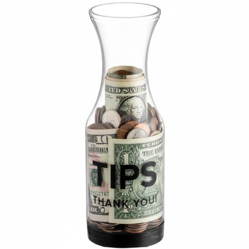 (Set of 6) Tip Jars for Bartenders and Restaurants | Clear SAN Plastic Tip Carafe/Jar for Money | 10-inch Large Cool Tip Container for Restaurants, Bars, Cafes, and Pizzerias by GEEX DEPOT (6)