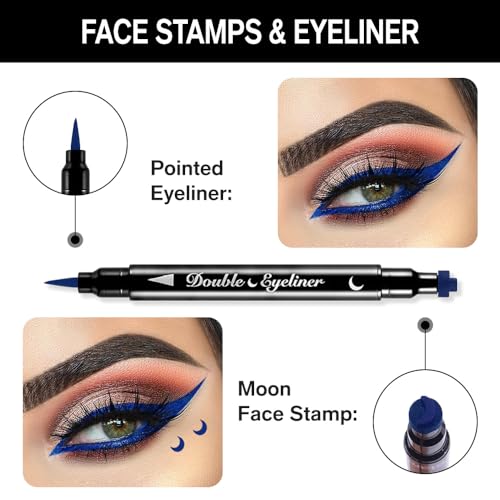 BINGBRUSH Double-Head Liquid Eyeliner Pencil & Moon Stamp - Blue