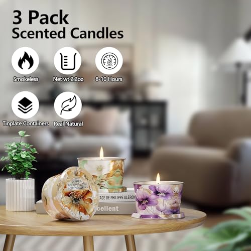 Travel Tin Scented Candles Set - Lavender, Vanilla Cake, Jasmine & Musk