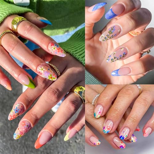 CHANGAR 30 Sheets 3D Floral Nail Art Stickers Colorful Flower Decals DIY