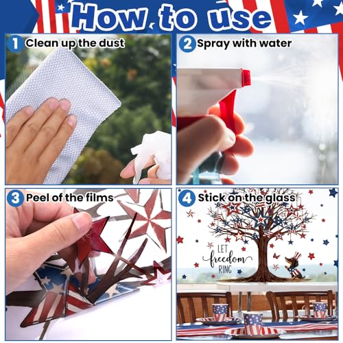Reusable 4th of July Window Clings - Patriotic Tree Stickers