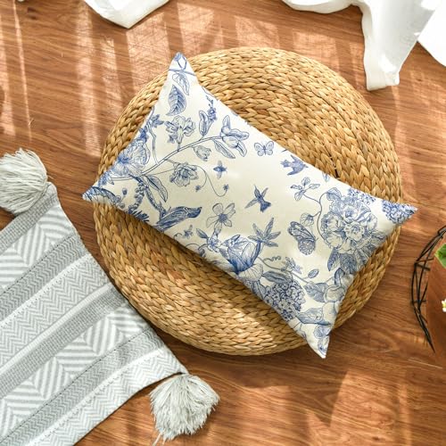 AVOIN colorlife Chinoiserie Bird Throw Pillow Cover 12x20 Inch