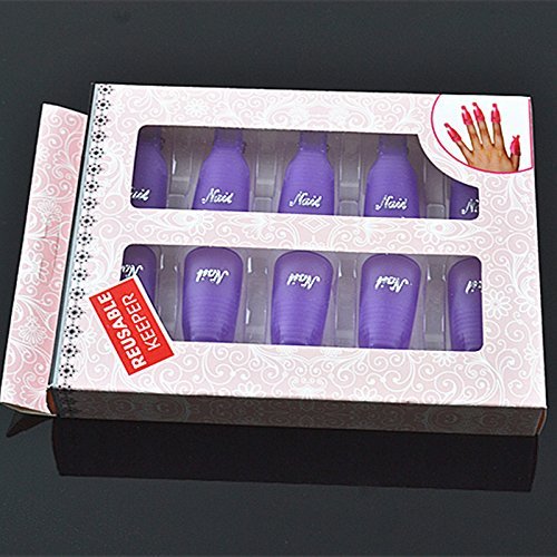 Acrylic Nail Polish Remover Clips 10Pcs Soak Off Cap Wraps Purple
