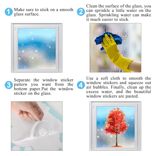 Fall Tree Window Clings - 9 Sheets Autumn Maple Leaf Glass Decals