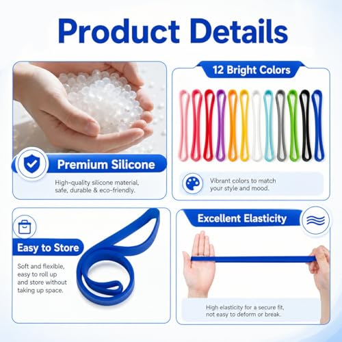 12 Pcs Silicone Towel Bands for Beach & Pool Chairs - Windproof
