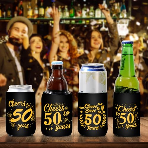 50th Birthday Can Cooler Sleeves - 12oz Beverage Insulators (12 Pack)