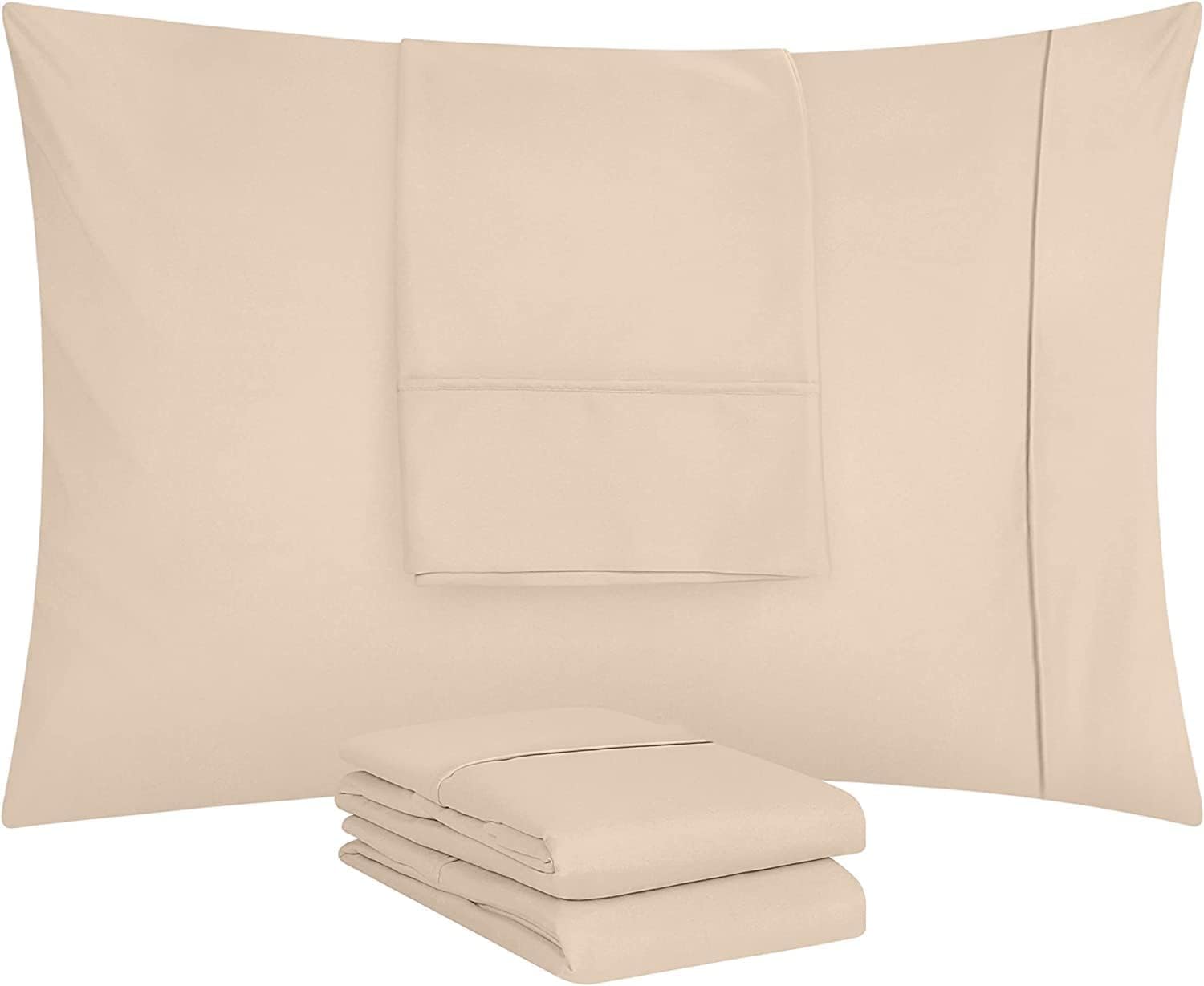 Utopia Bedding Standard Pillow Cases - Soft Brushed Microfiber - 4 Pack, 20 X 26 Inches | Fade & Shrinkage Resistant, Beige