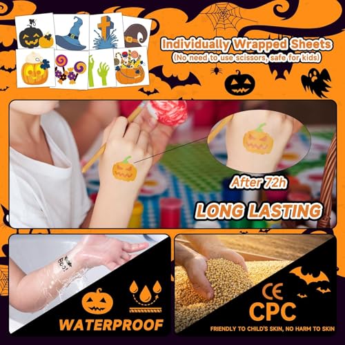 EMOME 408 Sheets Halloween Temporary Tattoos for Kids Party Favors