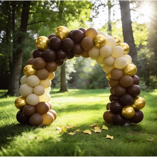 Brown and Gold Balloons Set - 60pcs 12" Helium Latex for Parties