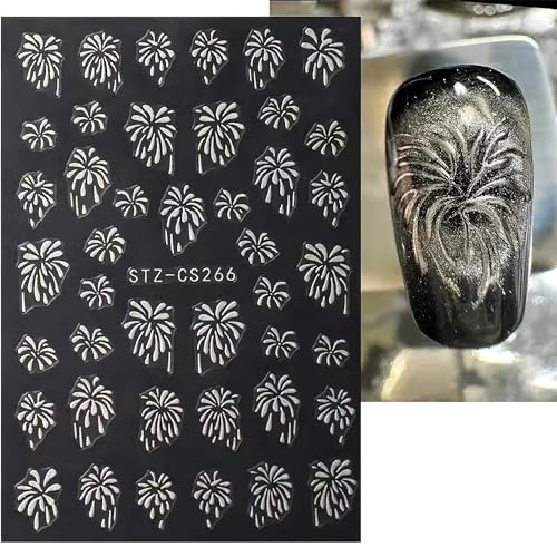 Flywindy 6 Sheets Spark Pattern Nail Art Stickers 3D Self-Adhesive Decals
