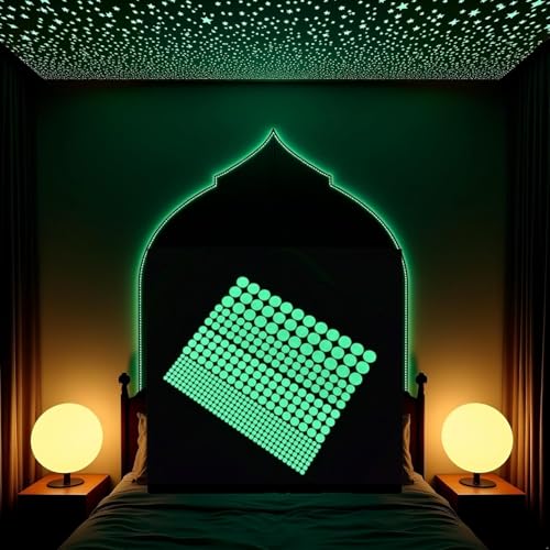 Glow in the Dark Wall Stickers - 407 Pcs Removable Luminous Dots for Kids Bedroom & Ceiling Decor