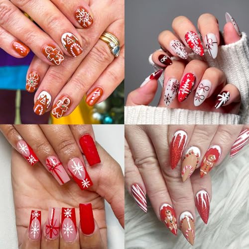 Christmas Nail Stickers 5D Embossed Winter Snowman Gingerbread Decals 2 Sheets