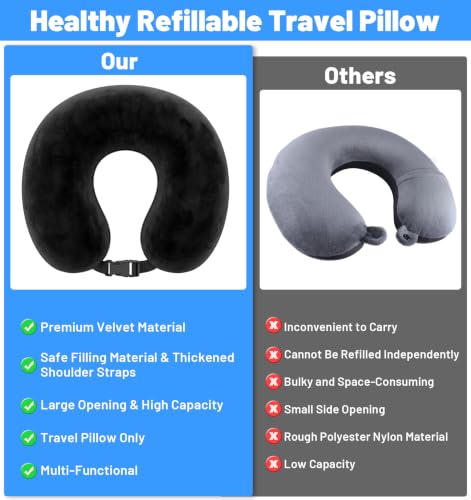 Adjustable Stuffable Neck Pillow for Travel with Storage