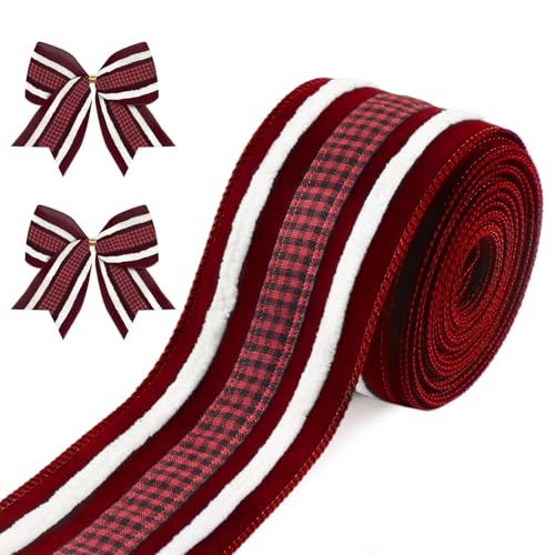 Red Velvet Christmas Ribbon 2.5" × 10 Yards with Wired Edge
