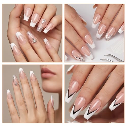 Ouligay 80 Sheets French Tip Nail Stickers, 8 Designs Manicure Guide Strips