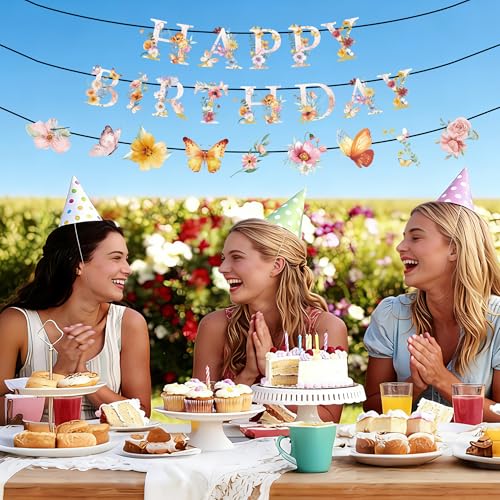 Wildflower Birthday Party Decorations Set - 3 Pre-Strung Banners