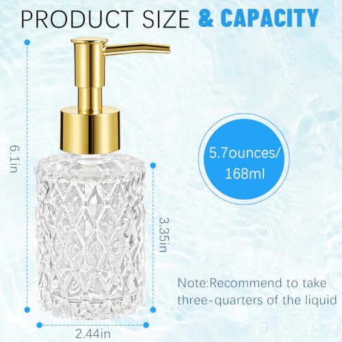 Transparent Glass Soap Dispenser with Gold Pump - 168ml