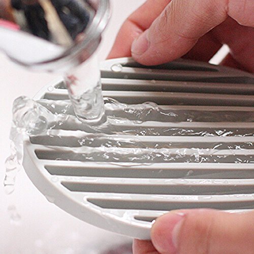 Cosmos Silicone Soap Dish Holder - Non-Slip Oval Soap Tray, 3 Pack Gray